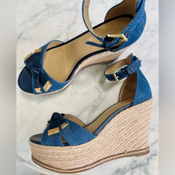Michael Kors Denim Wedges size 7.5 - Picture 7 of 7